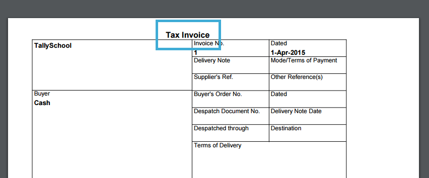 Tally Invoice Format In Word